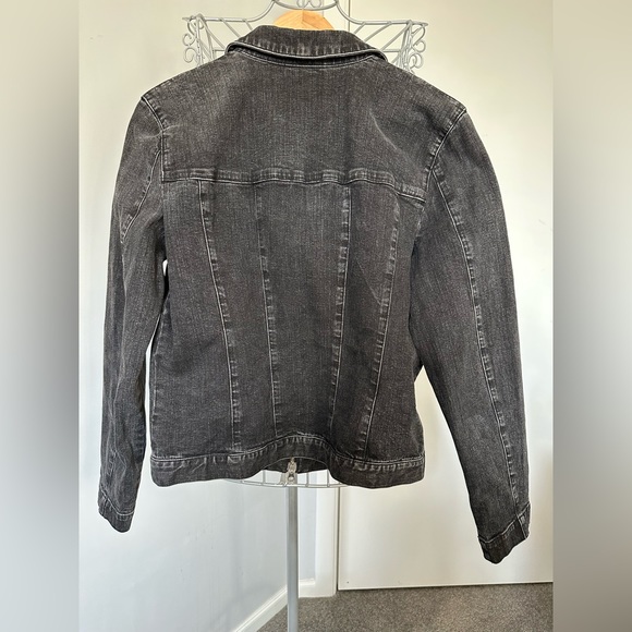 Dana Buchman zip u black denim jacket - Picture 2 of 4